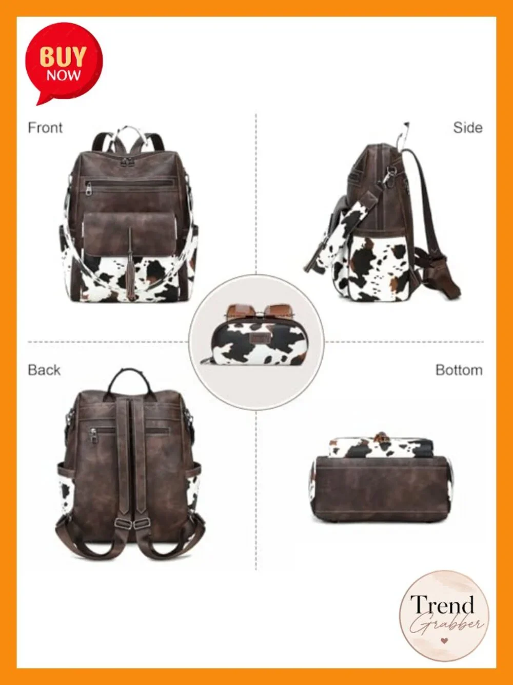 PU Leather Tassel Backpack Purse for Women Large Laptop Casual Daypack
